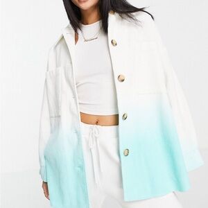 ASOS Design petite corduroy white blue ombré shacket
